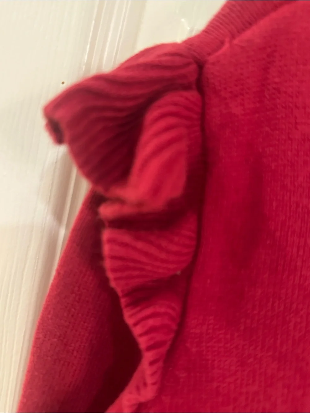 Carter's Deep Red Cable-Knit Ruffle-Shoulder Dress - Picture 5 of 5